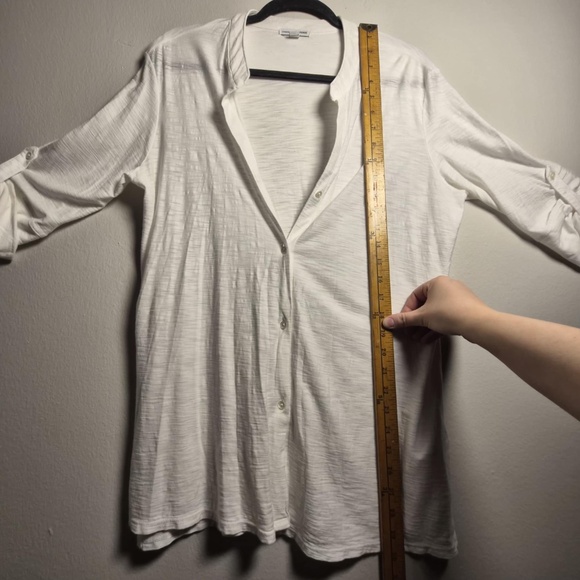 James Perse Womens Cotton Modal Blend Eggshell White Costal Chic Gauze Blouse L - Picture 9 of 10